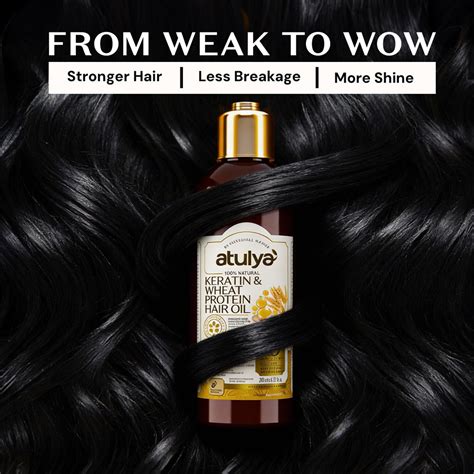 Atulya Keratin & Wheat Protein Hair Oil & Shampoo Combo for Strong Smo ...