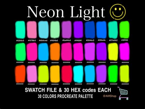 Neon Light Color, Color Palette, Neon, Bright, Ipad, Procreate App ...
