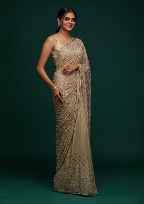 Buy Pista Green Swarovski Shimmer Designer Saree - Koskii