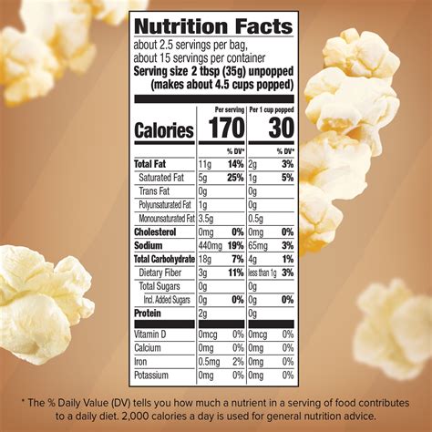Microwave Popcorn Nutrition Info at Sebastian Bardon blog