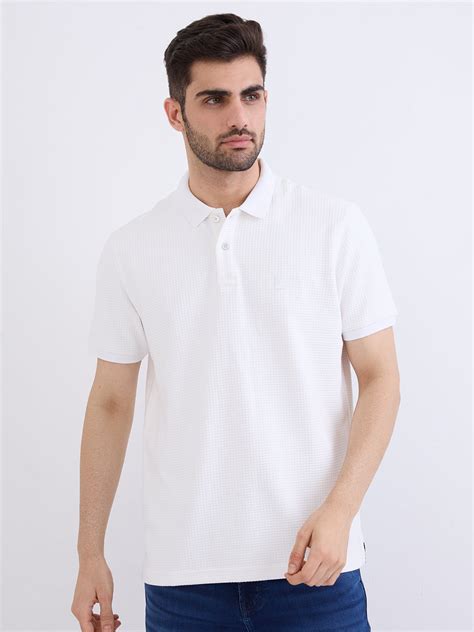 Spykar White Slim Fit Casual T-Shirt For Men