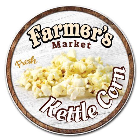 Signmission Farmers Market Kettle Corn Circle Vinyl Laminated Decal, D ...
