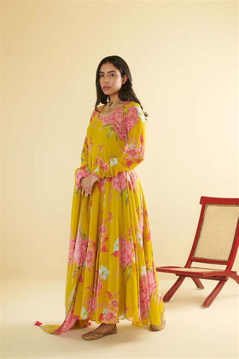 Floral Fiesta Lime Green printed Anarkali with Chooridar and Dupatta ...