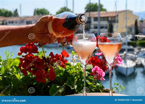 Summer in French Provence, Cold Gris Rose Wine from Cotes De Provence ...