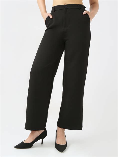 Buy Women High-Rise Relaxed Straight Fit Trousers | Kraus Jeans