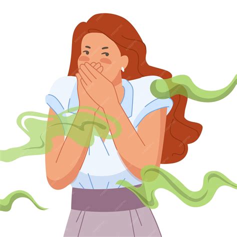 Premium Vector | Woman bad smell Girl cover nose and mouth from ...