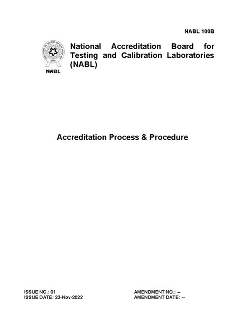 NABL 100B Accreditation Process Procedure Overview and Guidelines - Studocu