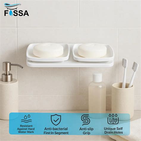 Fossa Classic Ceramic Wall Mounted Double Soap Dish White Glossy ...