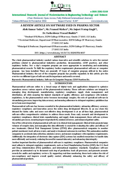A Review of Pharmaceutical Software Solutions in the Industry (B.Pharm ...