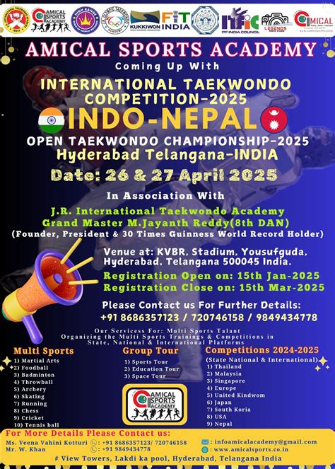 INDO-NEPAL 2025 Open Taekwondo Championship, Kotla Vijay Bhaskar Reddy ...