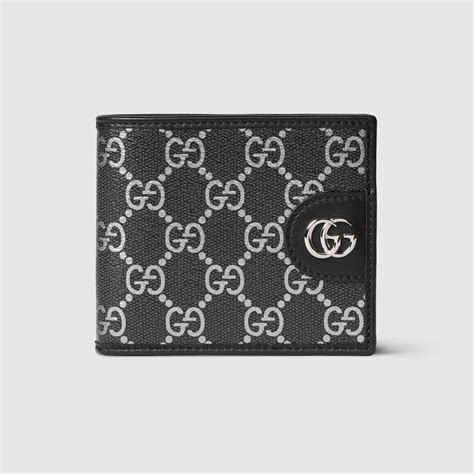 GG bi-fold wallet in black and silver GG fabric | GUCCI® CA