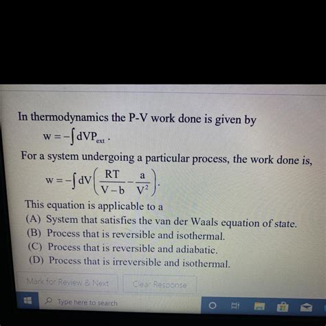 W =- . In thermodynamics the P-V work done is given by --JavPext For a ...