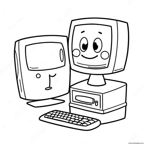 Cute Cartoon Computer Coloring Page (1921-1541)