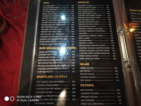 Menu at Golden Joy Restaurant, Kolkata