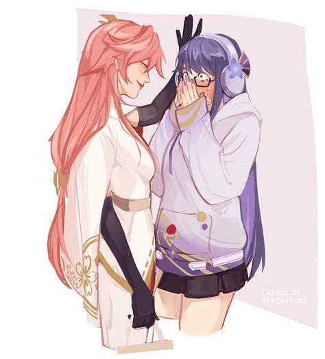 raiden shogun, yae miko, raiden shogun, and yae miko (genshin impact ...