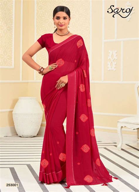 Saroj Ragini Catalog Chiffon Satin Party Wear Sarees