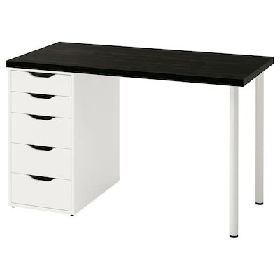LAGKAPTEN / ALEX desk, black-brown/white, 120x60 cm (471/4x235/8") - IKEA