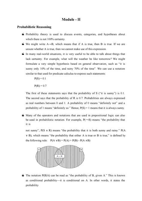 Artificial Intelligence - Probabilistic Reasoning - Module - II ...
