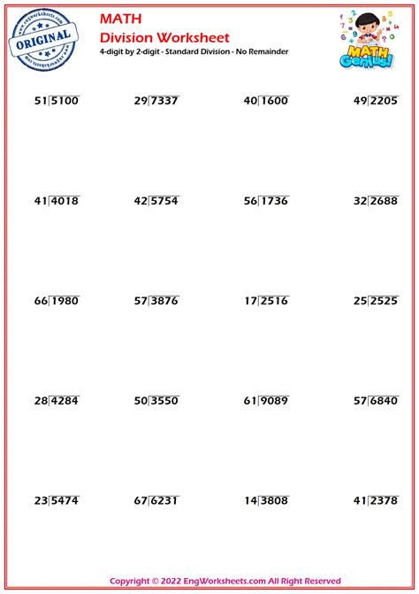 4-digits by 2-digits Division Worksheets and Exercise - EngWorksheets ...