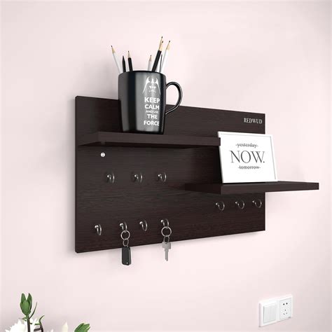 Redwud Ront Stylish Wooden Key Holder with Shelf Key Chain Holder for ...