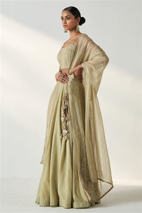 Shop Rajita Green Lehenga Set with Hand Embroidery