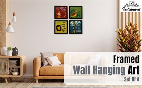 Indianara 4 Piece Set of Framed Wall Hanging Kids Motivational Study ...