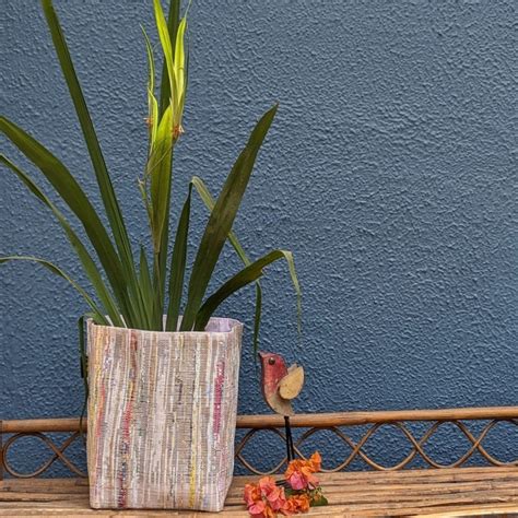 Multicolored Shimmery Waste Plastic Wrappers Upcycled Handwoven Grow ...