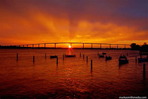 Sunset over the Thomas Johnson bridge, Solomon's Island, MD