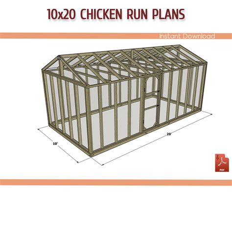 10x20 Large Chicken Coop Run Plans DIY 10x20 Walk-in Chicken Run ...