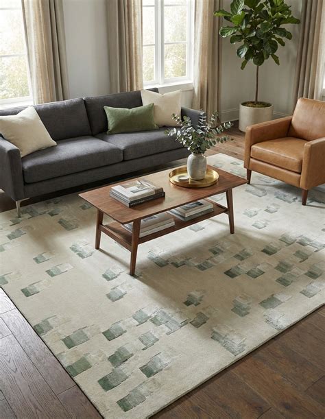 Sage Green Abstract Hand-Tufted Wool Carpet | Rug Room