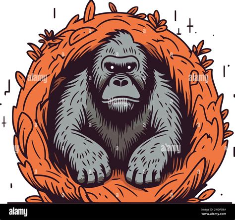 Gorilla in a nest. Vector illustration for your design Stock Vector Image & Art - Alamy