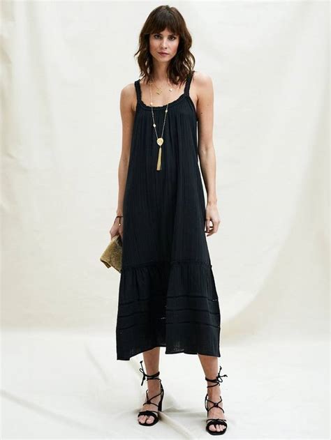 Aspiga Frankie Frill Detail Tiered Midi Dress, Black