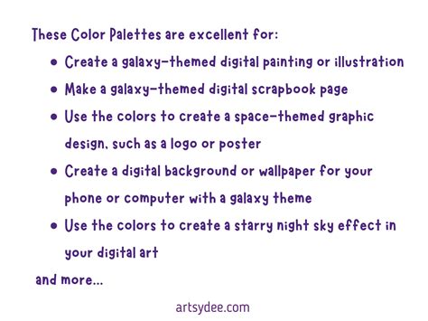 Galaxy Color Palette, Procreate Palette, Color Palette, Procreate ...