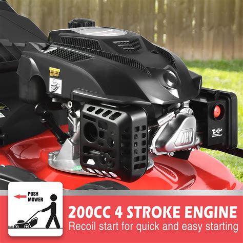 PowerSmart Self Propelled Lawn Mower 22-Inch, 200CC 4-Stroke Engine, 3 ...