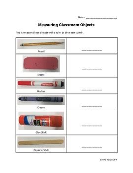 Image result for Measuring Classroom Objects Worksheet