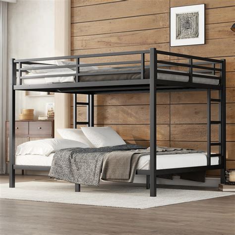 Amazon.com: Bellemave Bunk Bed Queen Over Queen, Heavy Duty Metal Bunk ...
