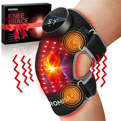 ROMISA Red Light Therapy Knee Brace&Vibration Knee Massage for Pain Relief, 660nm&850nm ...