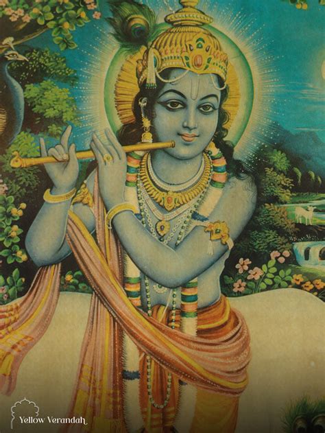 Oleograph Print Frame - Krishna – Yellow Verandah