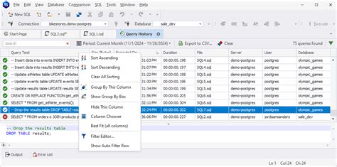 Image result for Postgres Query History