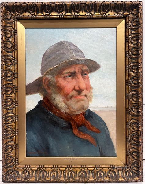 David W. Haddon - The Cornish Fisherman Antique English Signed Oil Painting Portrait of Sea Man ...