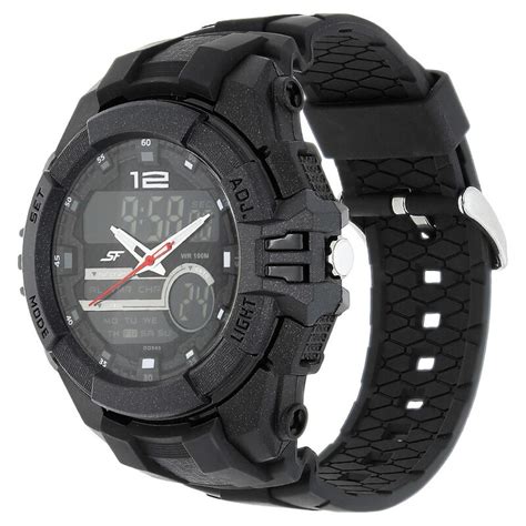 Buy Online SF Quartz Analog Digital Black Dial Plastic Strap Watch for ...