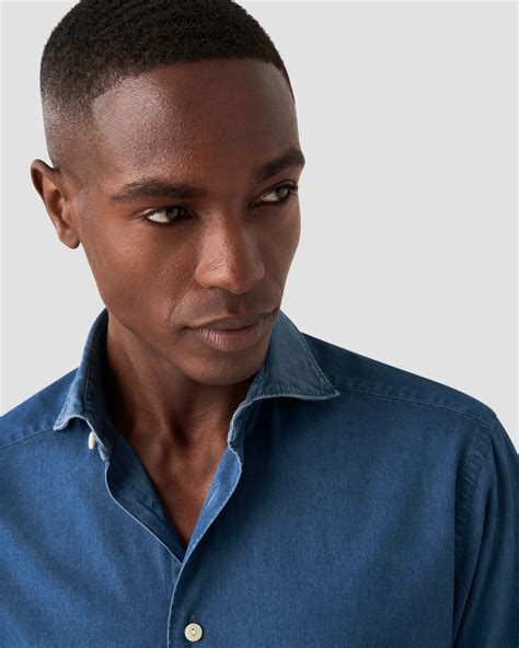 Dark Blue Lightweight Denim Shirt - Eton