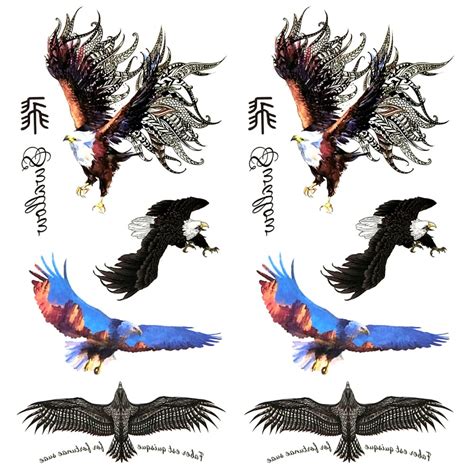 Waterproof Temporary Tattoo Stickers 2 Sheets Flying American Bald ...