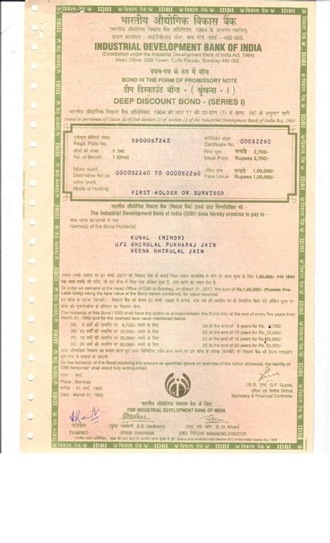 IDBI Bank — Bond 1992.