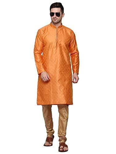 Buy CIVICWORLD Men's Chanderi Silk Ethnic Wear Straight Kurta-Pyjama ...