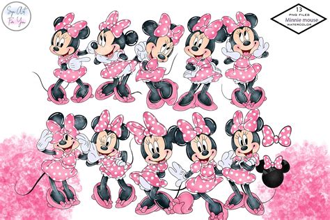 Minnie Mouse Clipart, Minnie Watercolor, Minnie Watercolor Clipart ...