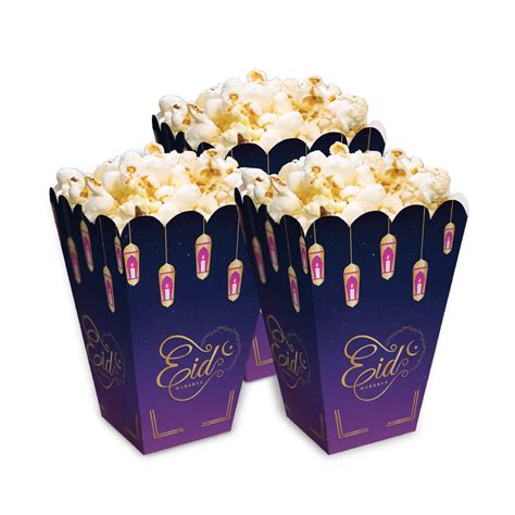 Buy Festiko® Set of 50 Pcs Eid Mubarak Popcorn Boxes (Purple), Popcorn ...