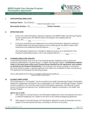 Fillable Online charlottemi MERS HCSP Agreement FIre Captains - City of ...