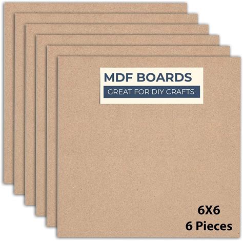 Variety Canvas 6 Piece 6 x 6 Inch MDF Boards for Art and Craft, Wood ...