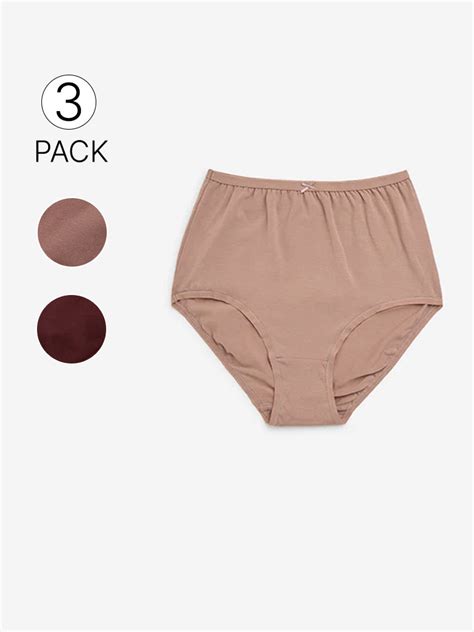 Buy Wunderlove Dusty Rose Cotton-Blend Full Briefs - Pack of 3 from ...